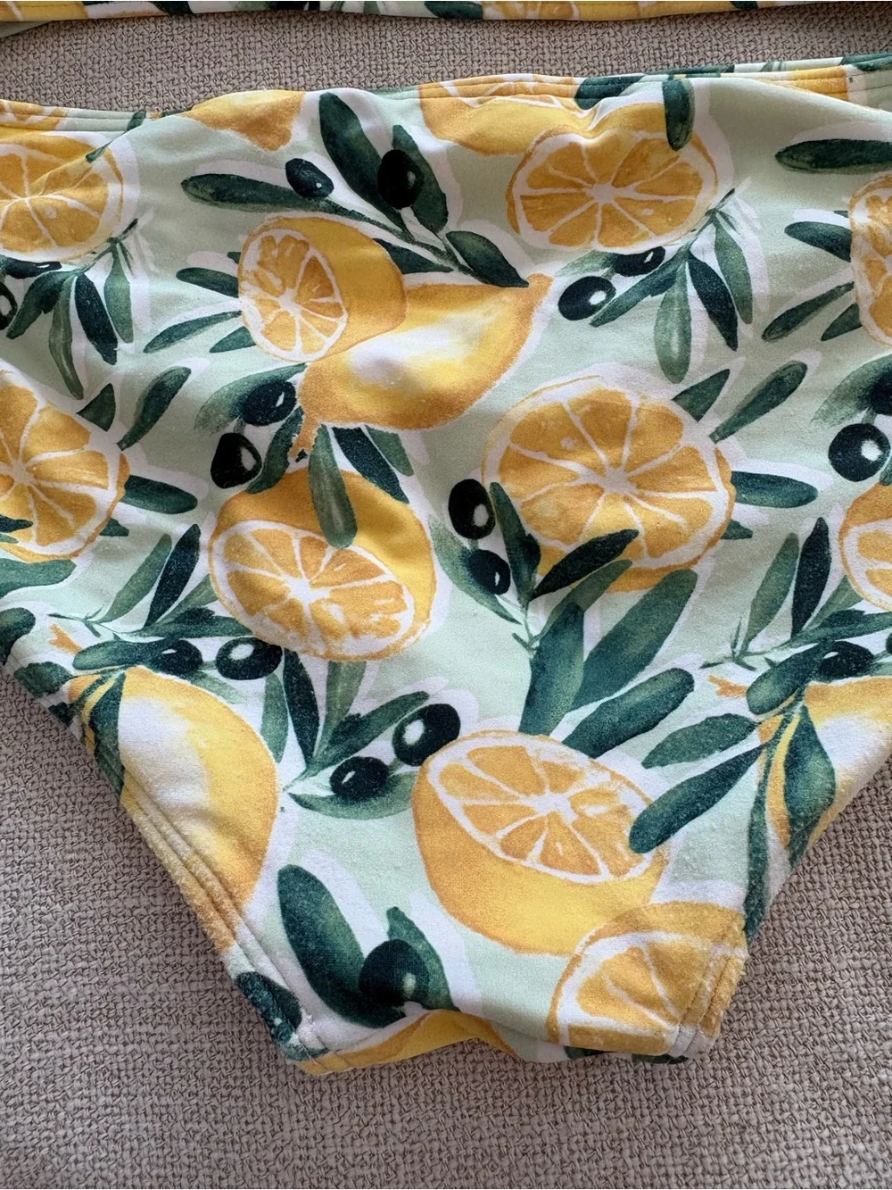 abercrombie kids White Bikini Top with Yellow & Green Trim